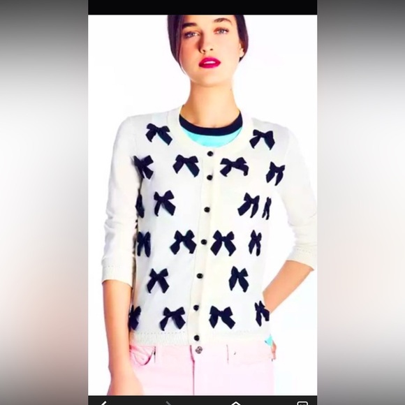kate spade Sweaters - Kate Spade Ruthie Bow Cardigan in cream with black bows.